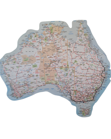 Map of Australia PVC vinyl sticker, track with sharpie marker, track your travels, oil-proof, water-proof, anti-uv, large, outdoor and indoor use, detailed, national parks, remote areas, australia
