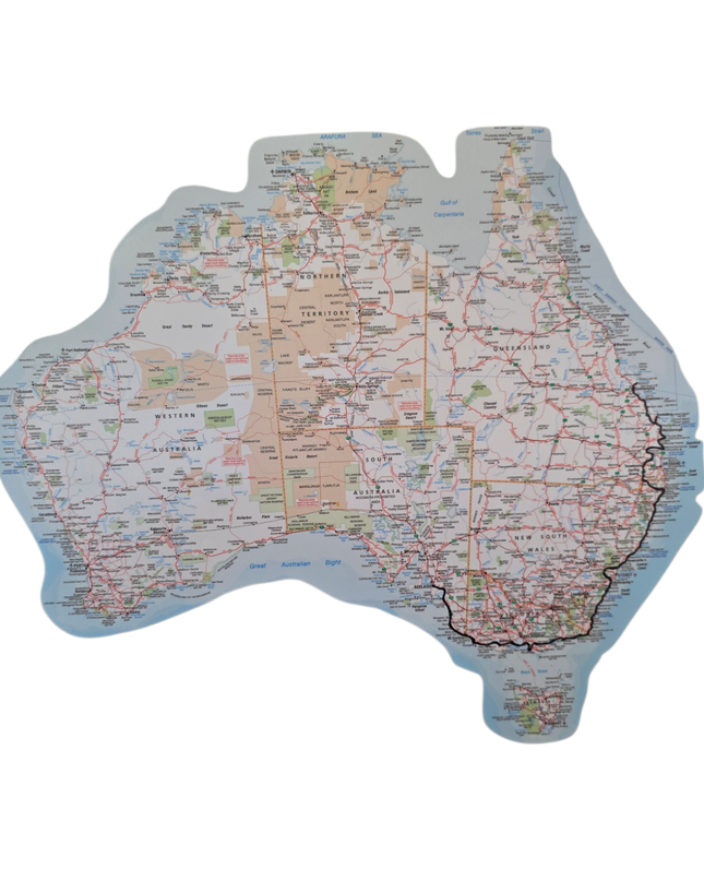 Map of Australia PVC vinyl sticker, track with sharpie marker, track your travels, oil-proof, water-proof, anti-uv, large, outdoor and indoor use, detailed, national parks, remote areas, australia