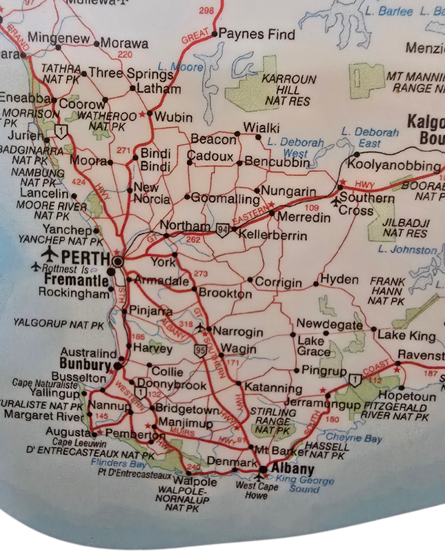 Map of Australia PVC vinyl sticker, track with sharpie marker, track your travels, oil-proof, water-proof, anti-uv, large, outdoor and indoor use, detailed, national parks, remote areas, australia