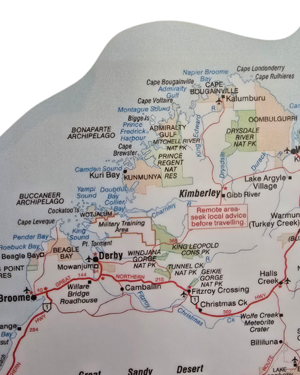 Map of Australia PVC vinyl sticker, track with sharpie marker, track your travels, oil-proof, water-proof, anti-uv, large, outdoor and indoor use, detailed, national parks, remote areas, australia