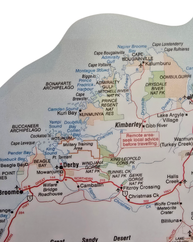 Map of Australia PVC vinyl sticker, track with sharpie marker, track your travels, oil-proof, water-proof, anti-uv, large, outdoor and indoor use, detailed, national parks, remote areas, australia