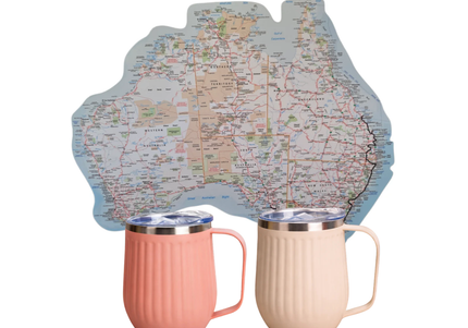 The Campfire Coffee Bundle - 2 Ribbed Camping Mugs + Australia Map Sticker