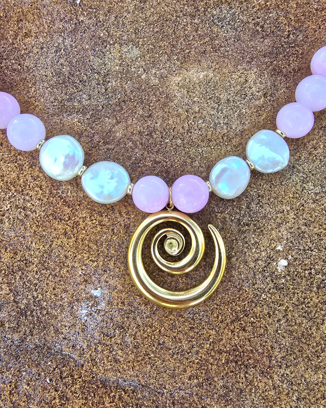 Boho blush beaded necklace