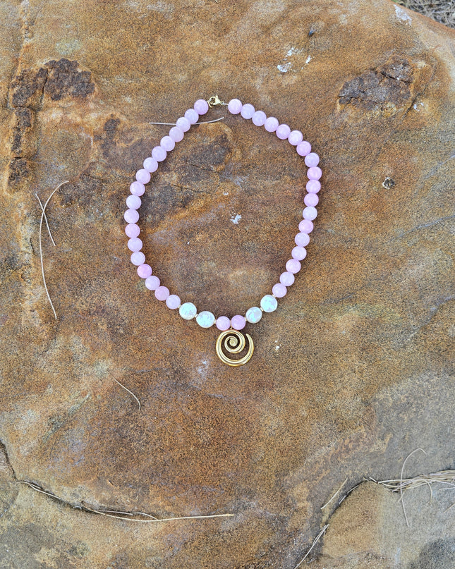 Boho blush beaded necklace