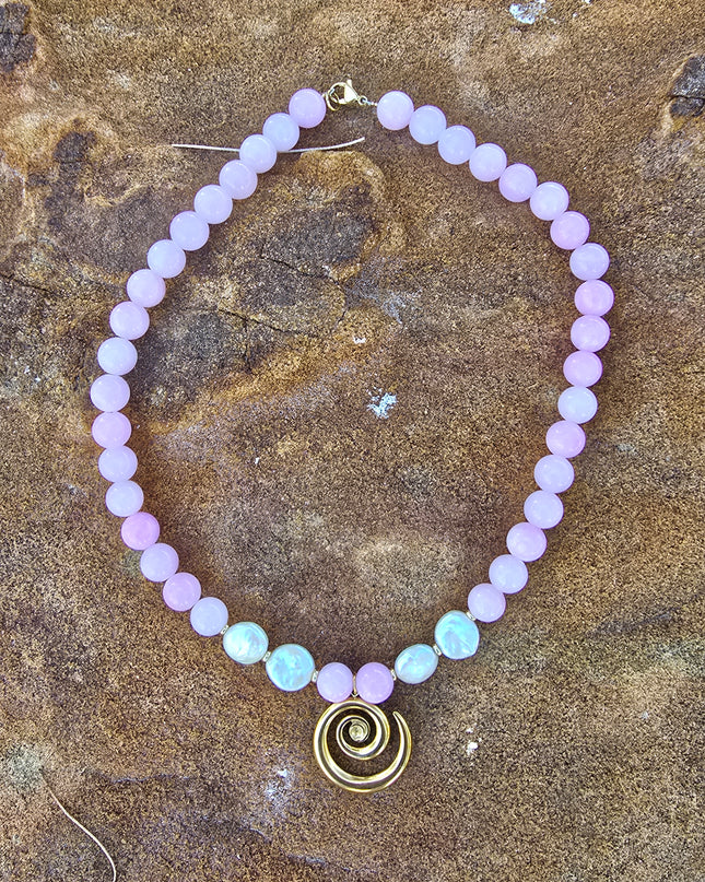 Boho blush beaded necklace