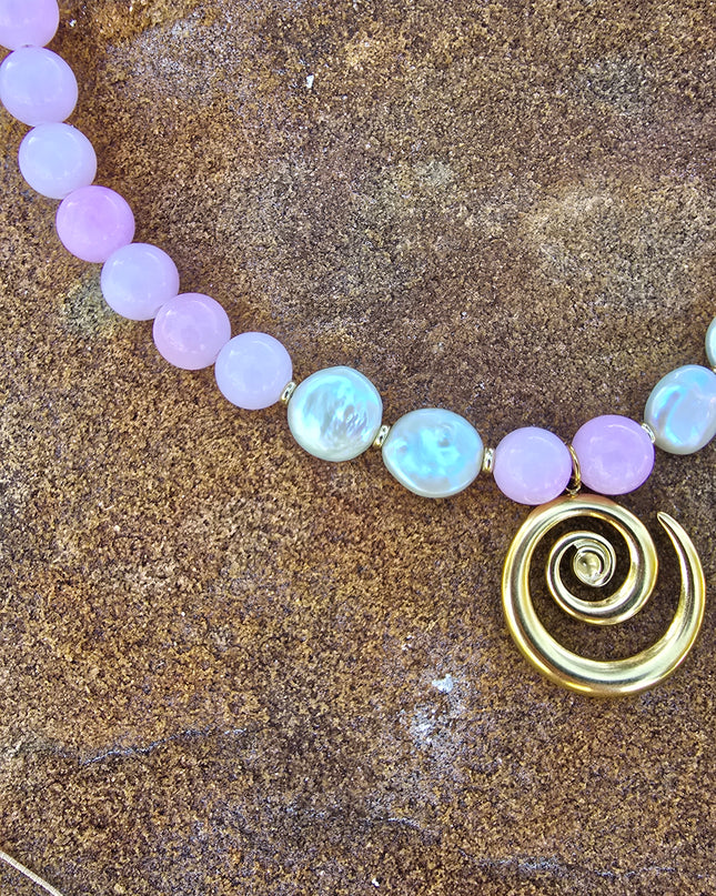 Boho blush beaded necklace