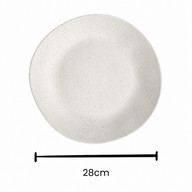 Dimensions of the Vanaway Speckled Coconut dinner plate showing a 28cm diameter.