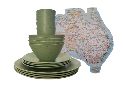 The weekender bundle - Choose a Dinnerware Set + Australia Map Sticker