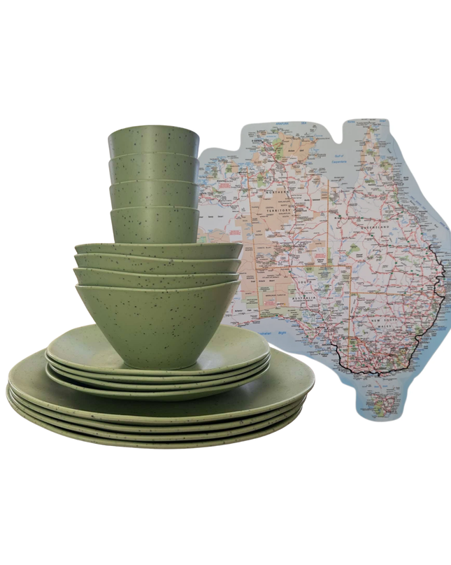 The weekender bundle - Choose a Dinnerware Set + Australia Map Sticker